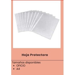 Folios / Protectores de Hojas Transparentes (Tamaños A4 y Oficio) - Paquete por 10 y 100 unidades