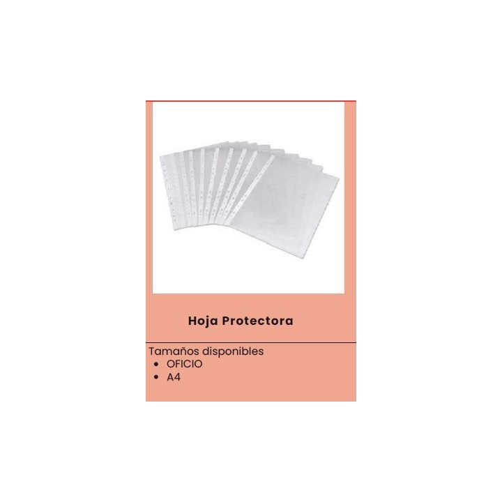 Folios / Protectores de Hojas Transparentes (Tamaños A4 y Oficio) - Paquete por 10 y 100 unidades